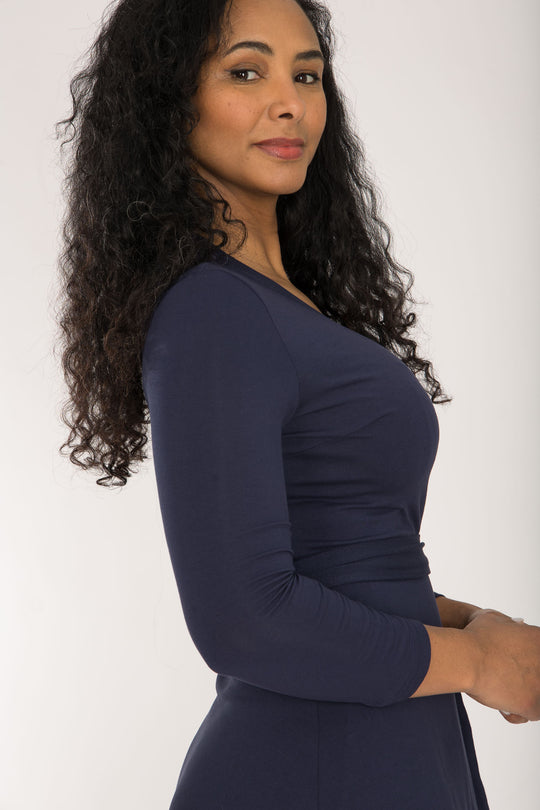 Bestie wrap short jersey dress - Navy