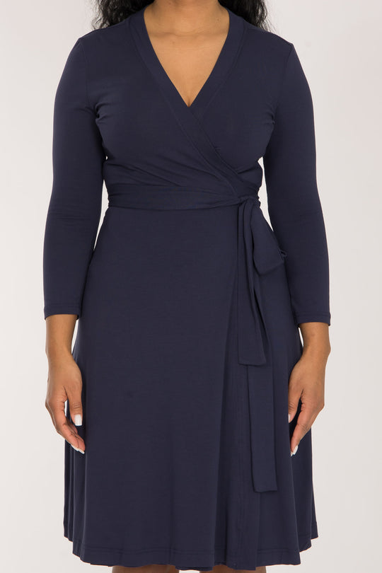 Bestie wrap short jersey dress - Navy