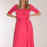 Bestie wrap midi jersey dress - Blush pink