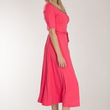 Bestie wrap midi jersey dress - Blush pink