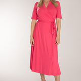 Bestie wrap midi jersey dress - Blush pink