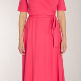 Bestie wrap midi jersey dress - Blush pink
