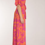 Bestie shine wrap maxi jersey dress - Pink-Orange