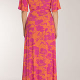 Bestie shine wrap maxi jersey dress - Pink-Orange
