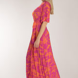 Bestie shine wrap maxi jersey dress - Pink-Orange