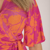 Bestie shine wrap maxi jersey dress - Pink-Orange