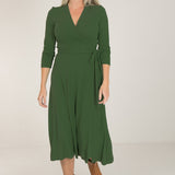 Bestie midi wrap jersey dress - Forrest green