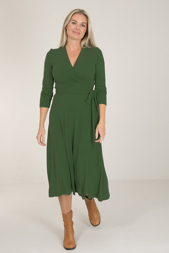 Bestie midi wrap jersey dress - Forrest green