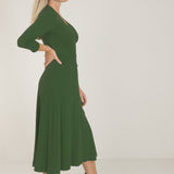 Bestie midi wrap jersey dress - Forrest green