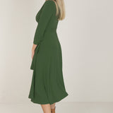 Bestie midi wrap jersey dress - Forrest green
