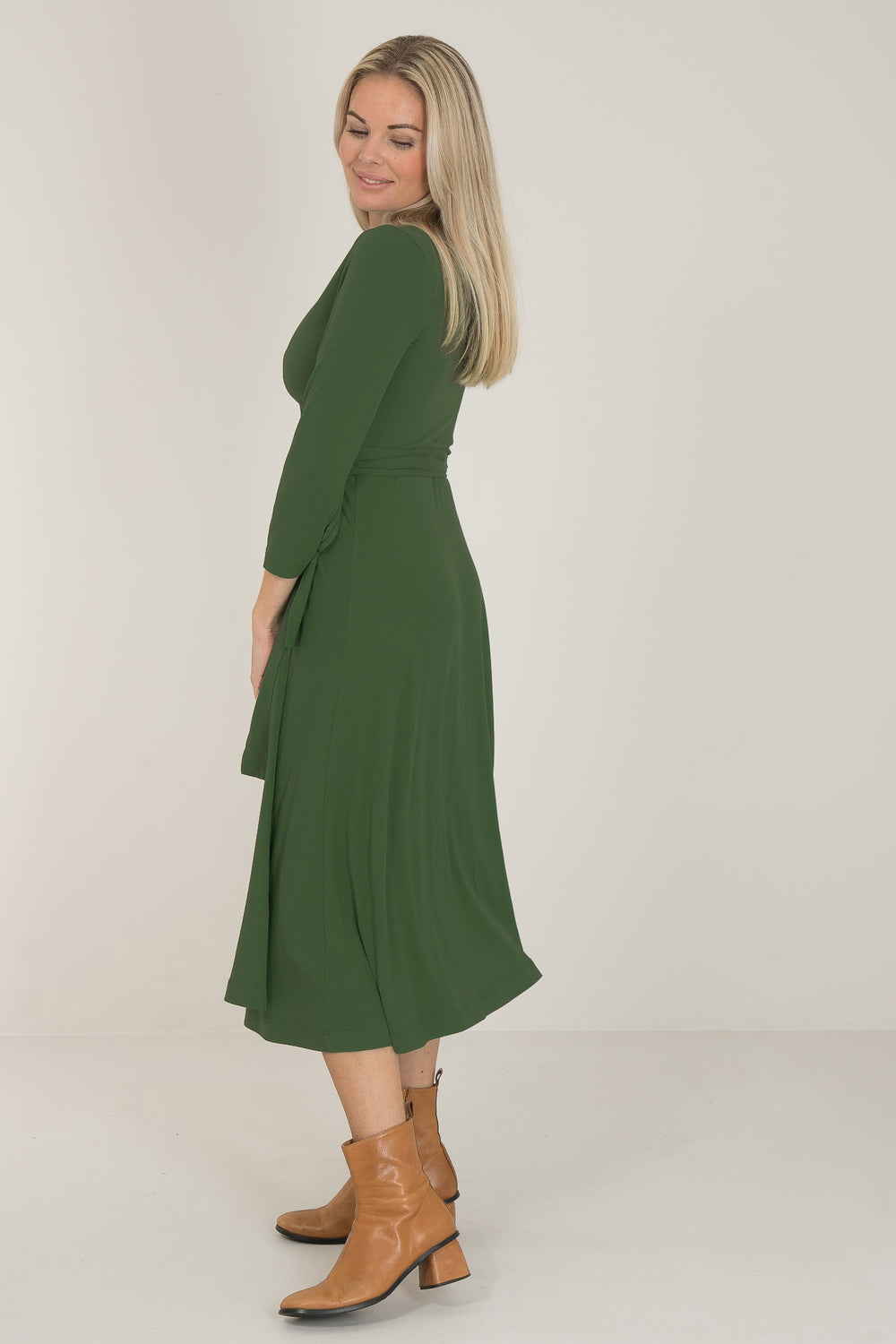 Bestie midi wrap jersey dress - Forrest green