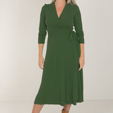 Bestie midi wrap jersey dress - Forrest green
