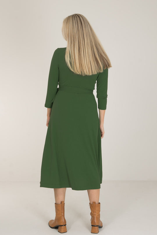 Bestie midi wrap jersey dress - Forrest green