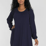 A-lined belted short jersey dress - Navy