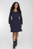 A-lined belted short jersey dress - Navy