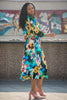 A-lined belted midi jersey dress - Navy
