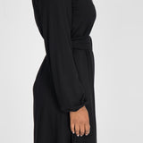 A-lined belted short jersey dress - Black