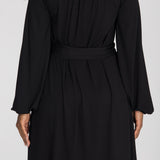 A-lined belted short jersey dress - Black