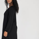 A-lined belted short jersey dress - Black