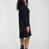 A-lined belted short jersey dress - Black