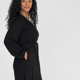 A-lined belted short jersey dress - Black