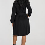 A-lined belted short jersey dress - Black