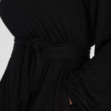 A-lined belted short jersey dress - Black