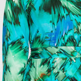 A-lined belted short jersey dress - Blue-green
