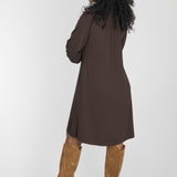 A-lined belted short jersey dress - Chocolate brown