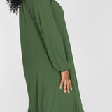 A-lined belted short jersey dress - Forrest green