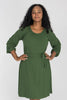 A-lined belted short jersey dress - Forrest green