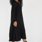 A-lined belted midi jersey dress - Black
