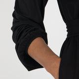 A-lined belted midi jersey dress - Black