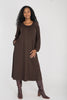A-lined belted midi jersey dress - Chocolate brown