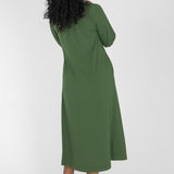 A-lined belted midi jersey dress - Forrest green