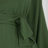 A-lined belted midi jersey dress - Forrest green