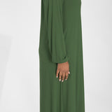 A-lined belted midi jersey dress - Forrest green