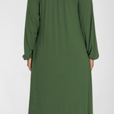 A-lined belted midi jersey dress - Forrest green