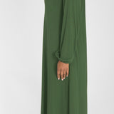 A-lined belted midi jersey dress - Forrest green