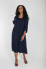 A-lined belted midi jersey dress - Navy
