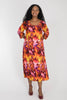 A-lined belted midi jersey dress - Pink-orange