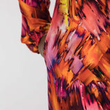 A-lined belted midi jersey dress - Pink-orange
