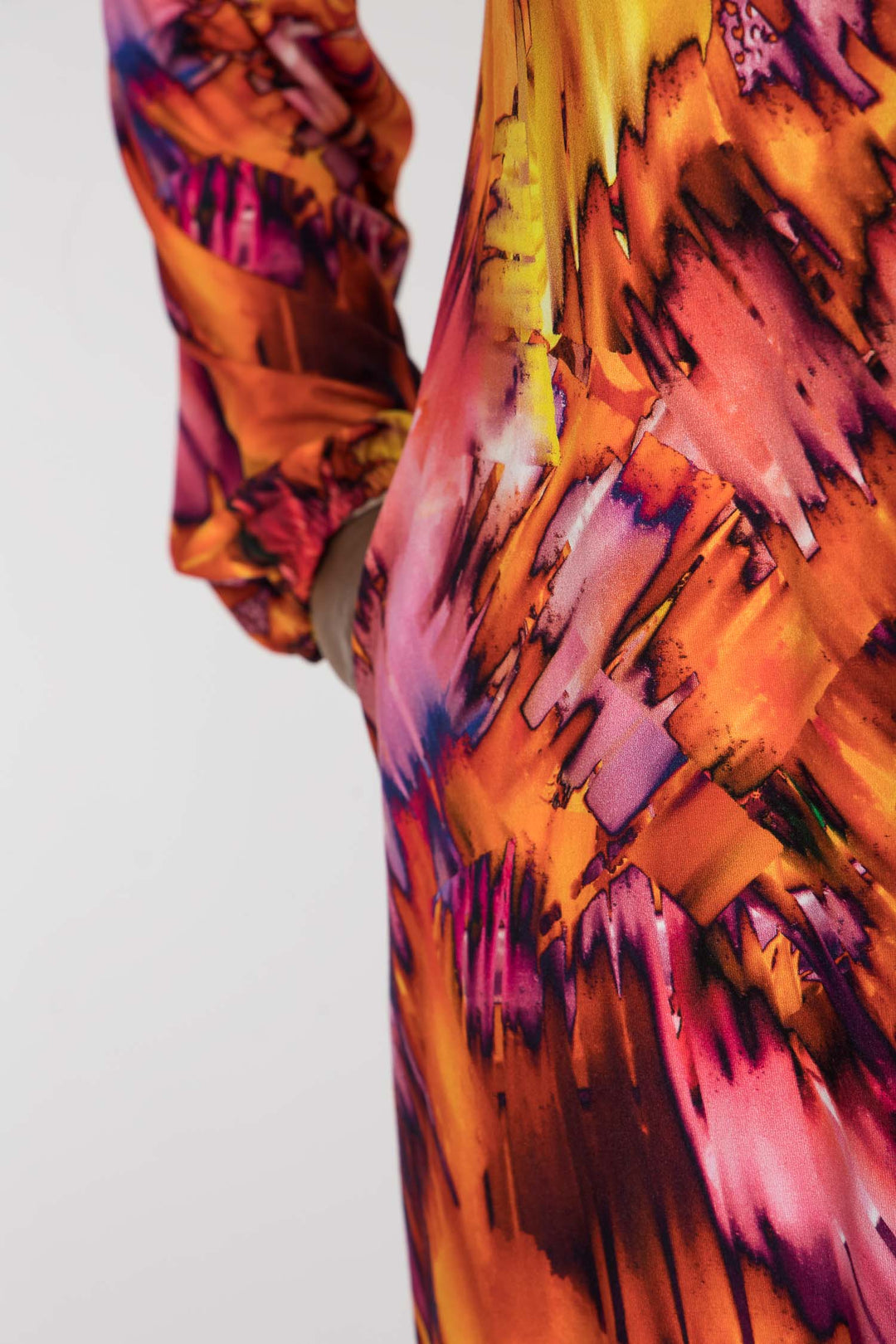 A-lined belted midi jersey dress - Pink-orange