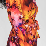 A-lined belted midi jersey dress - Pink-orange