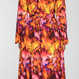 A-lined belted midi jersey dress - Pink-orange