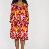 A-lined belted short jersey dress - Pink-orange