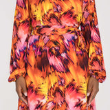 A-lined belted short jersey dress - Pink-orange