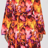 A-lined belted short jersey dress - Pink-orange