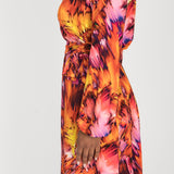 A-lined belted short jersey dress - Pink-orange