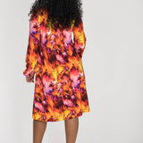 A-lined belted short jersey dress - Pink-orange